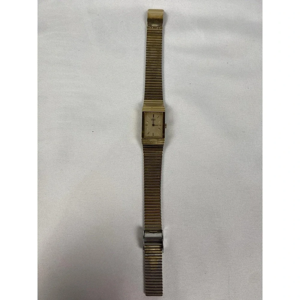 Vintage Seiko 1400-5079 Womens Quartz Tank Watch Gold Tone Expansion Untested